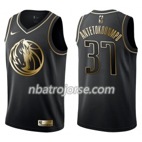 Män Dallas Mavericks Tröja Kostas Antetokounmpo 37 Nike Svart Guld Edition Swingman